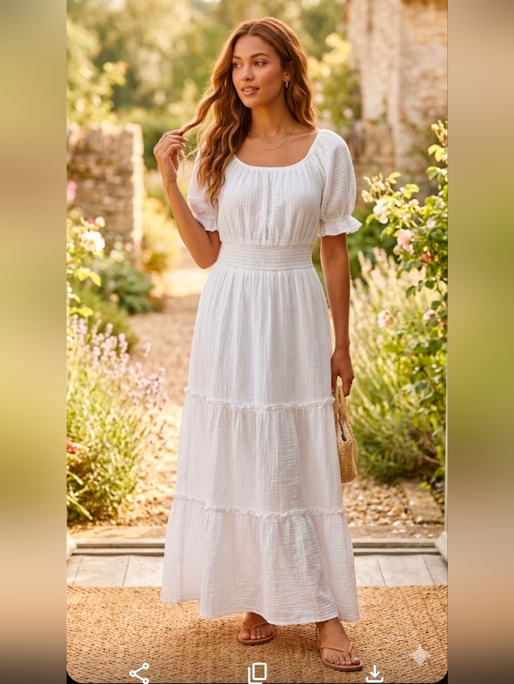 Streetwear Society White Tiered Smocked Maxi Dress